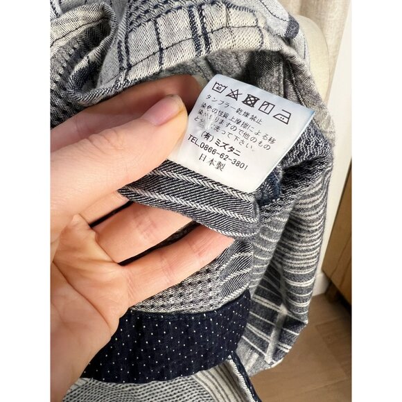 BlueTrick Okayama Stand Collar Shirt with Sashiko Patch Sz M Japan Shacket - Picture 12 of 13